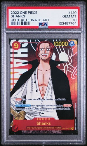 One Piece SHANKS OP01-120 SEC Secret Rare PSA 10 ENGLISH Alternate Art